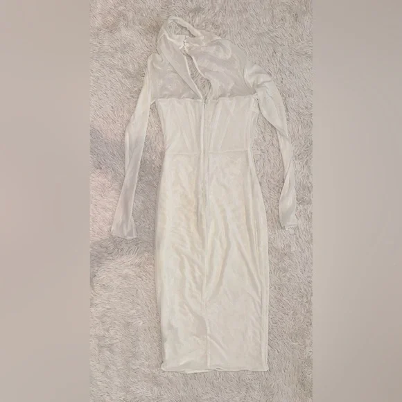 NWOT House of CB Milarose White Mesh Cut Out Corset Midi Dress sz M - Picture 10 of 13
